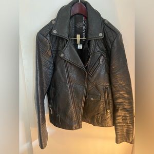 Parasuco mens leather rocker jacket size medium
